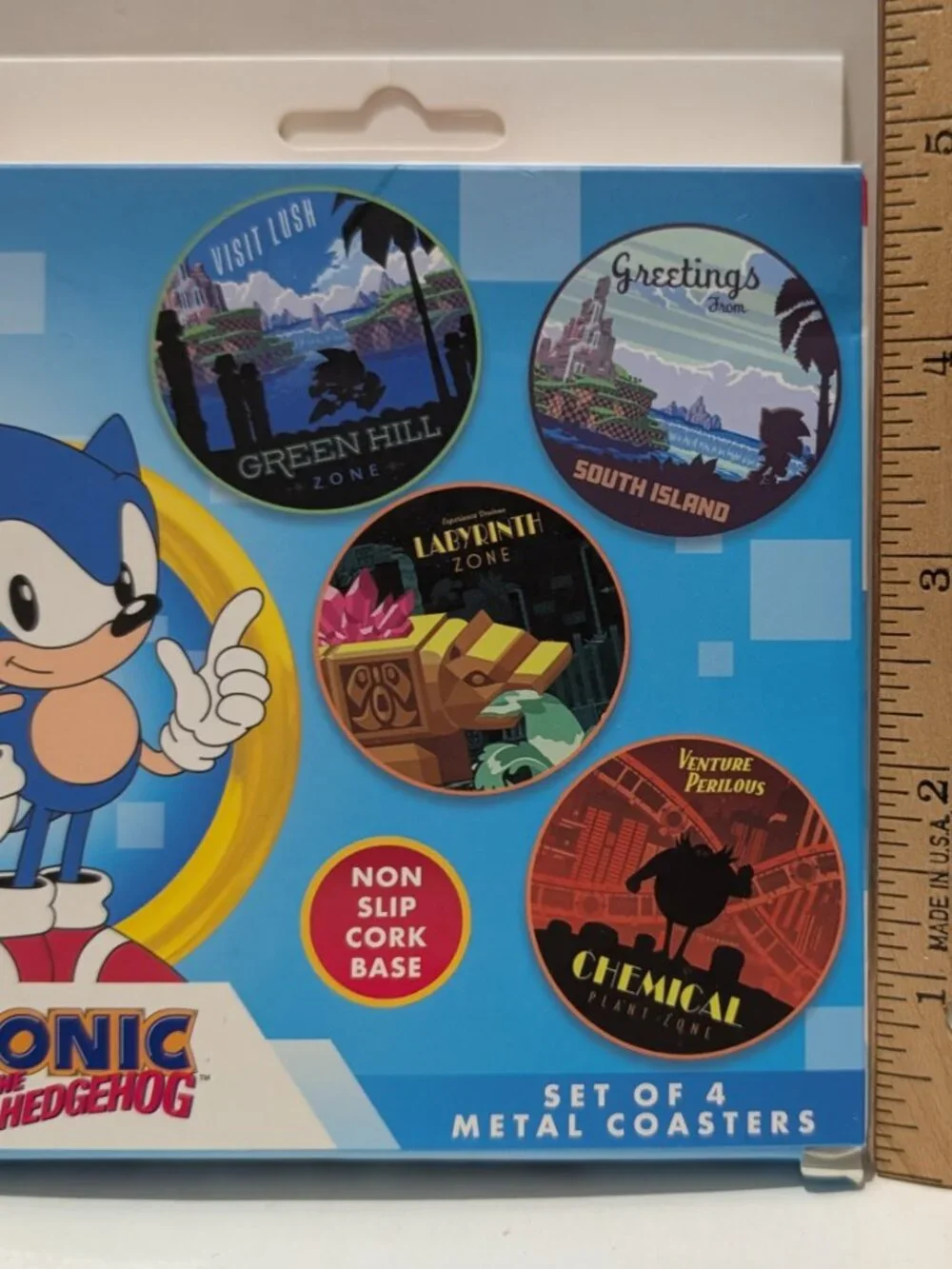 Sonic The Hedgehog Set of 4 Coasters Non-Slip Cork Base Official Collectibles